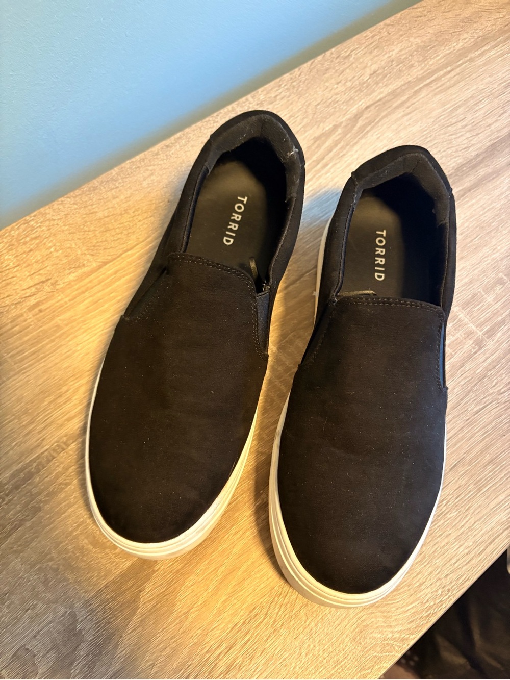 torrid Black Slip-On chunky Canvas Loafers with White Sole